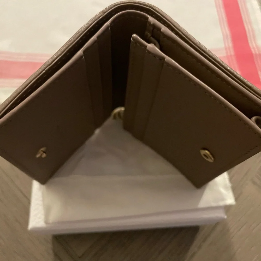 Mini Lady Dior Wallet, warm taupe